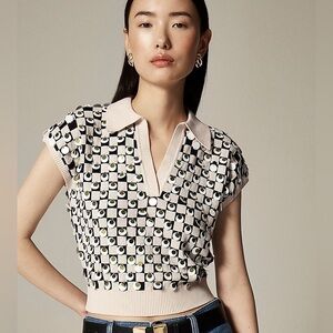 NWT | J Crew Collection Embellished Johnny-Collar Sweater